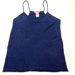 Lilly Pulitzer Deep Navy Blue Linen Knit V-Neck Camisole Tank Top Women’s Small